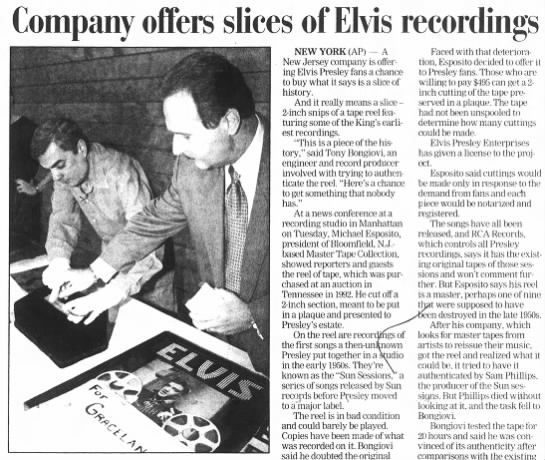 Company offers slices of Elvis recordings